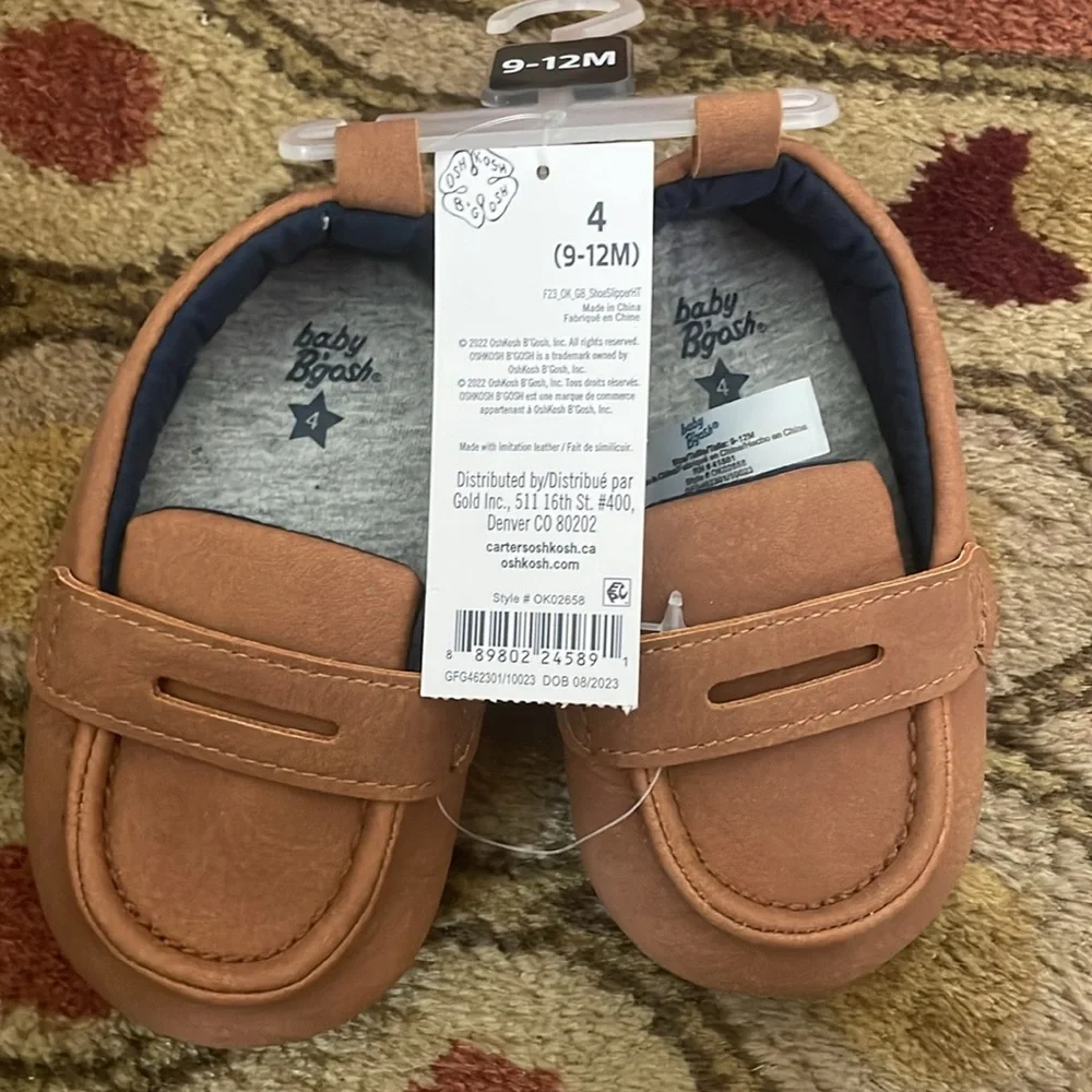 NWT Baby B’gosh Brown/Tan Kids soft penny loafer Shoes Size:4 (9-12M) Soft Steps